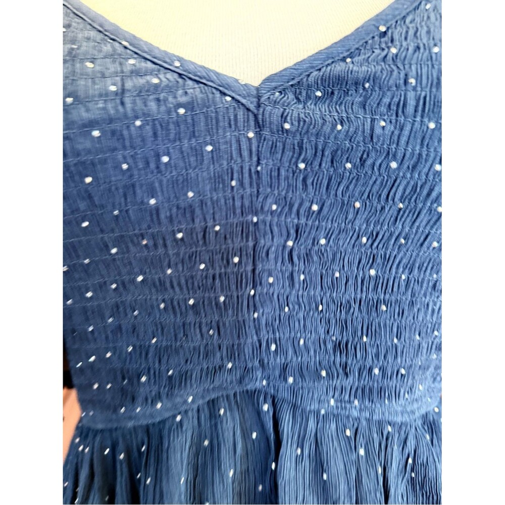 New with Tags Hem & Thread Navy Rhinestuds V-Neck Peplum Blouse sz LARGE - Picture 6 of 6